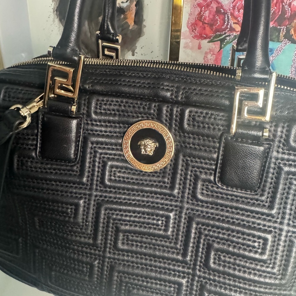 Versace Black Satchel with Gold Accents - Picture 3 of 16